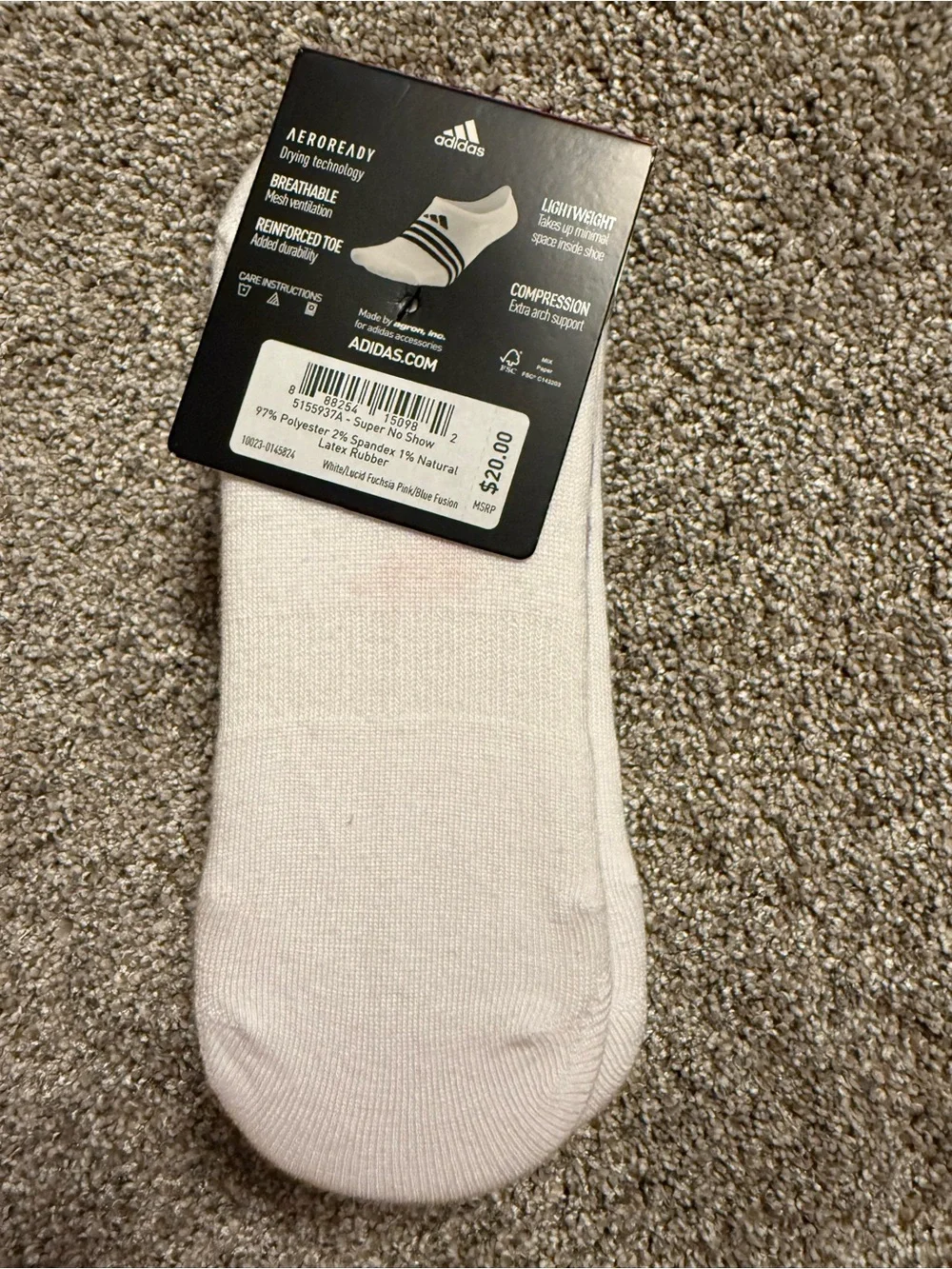 Adidas new package of 3 women's super kite sneaker socks - shoe sz 5-10